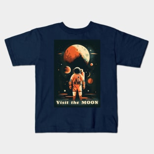 Moon Adventure Vintage Travel Poster Kids T-Shirt